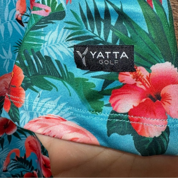 Yatta Golf ‎Pau Hana Polo Flamingo Print Performance Polo Men's XXL Stretch - Picture 6 of 10